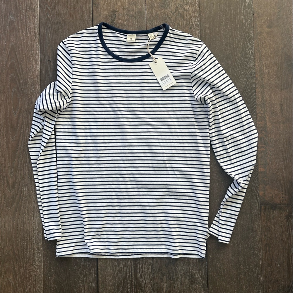 Brand new with tags, white and navy stripes long sleeve shirt, XL